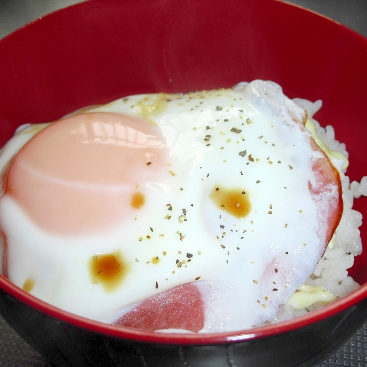 普通にうまい♪我が家の“ハムエッグ丼”